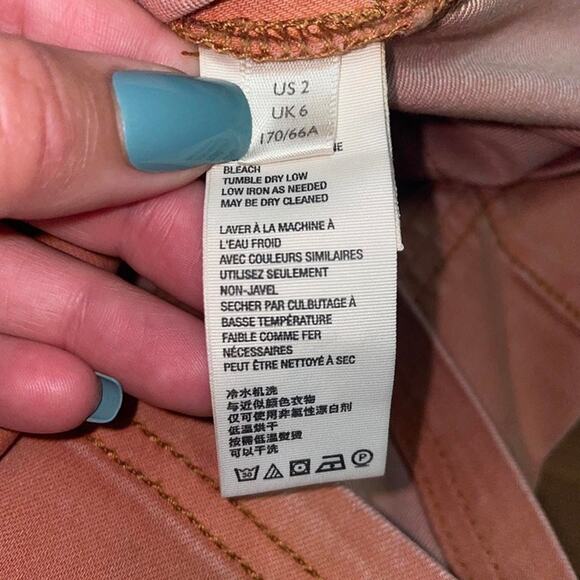 Free People Faded Cotton Pencil Mini Skirt – Burnt Orange, Size 2 - Picture 8 of 8